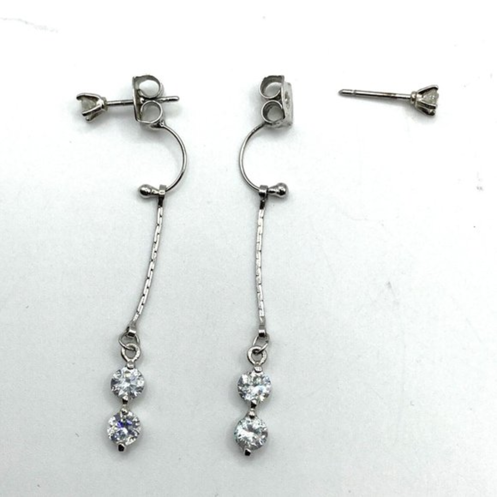 Unique Silver Tone‎ Crystal Drop Dangle Long 1.75" EARRINGS